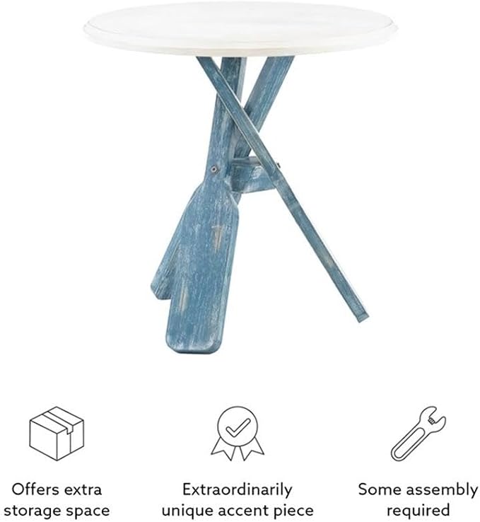 Pemberly Row Transitional Wood Side Table, 22 in Round Distressed Cream and - Image 6