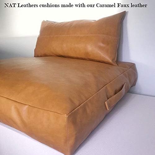 Caramel Light Tan Soft Faux Vegan PU Leather Fabric Sheet by The Yard Synthetic - Image 7