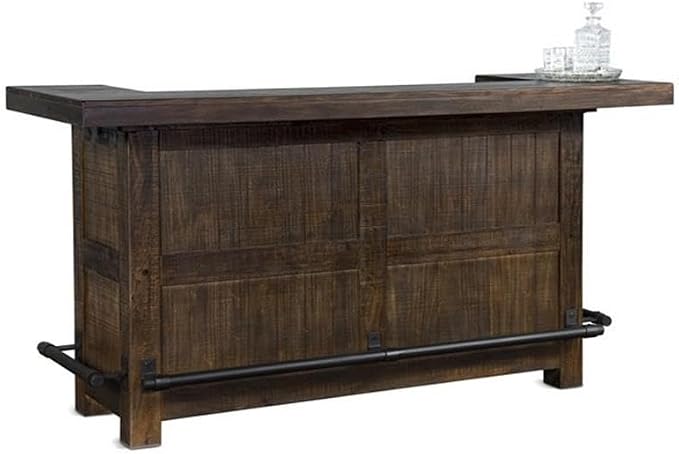 Pemberly Row Set of 3 Wood Bar Unit and 2 Swivel Barstool - Image 6