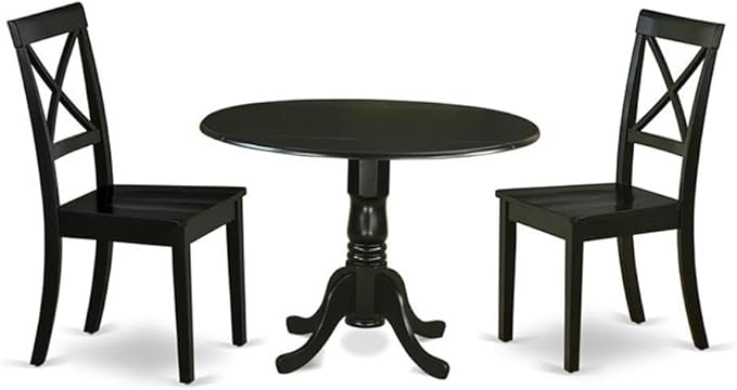 East West Furniture DLBO3-BLK-W 3 Piece Dining Table Set by EastWestFurniture