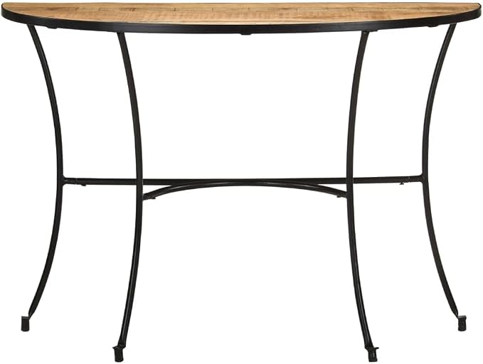Industrial Style Side Table, Natural Solid Mango Wood, Lacquered Finish - Image 3