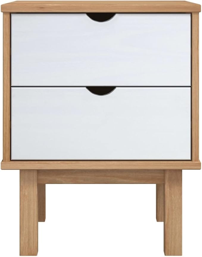 Scandinavian Nightstand 15.4x17.7x22.4 in Solid Pine Wood Bedside Table - Image 4