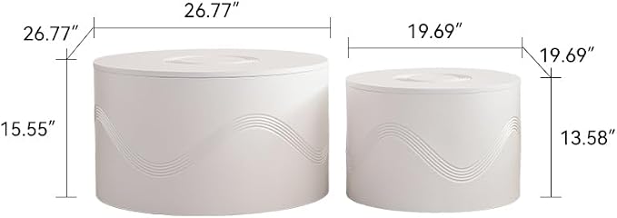 46.46'' White Round Coffee Table Set of 2 - Image 2