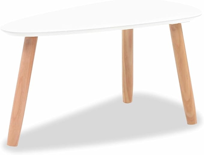 2 Scandinavian-Style Coffee Table & Set White Solid Pinewood - Image 6