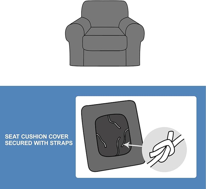 CUCRAF T Cushion Sofa Cover 2 Piece Armchair Slipcovers, Soft Thick Velvet - Image 7