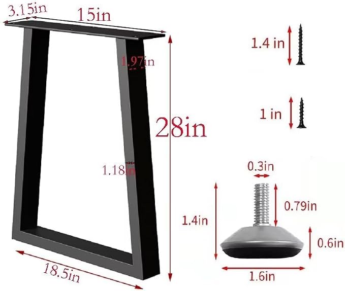Metal Table Legs 28 inch, Heavy Duty DIY Industrial Desk Furniture Legs Set of - Image 6