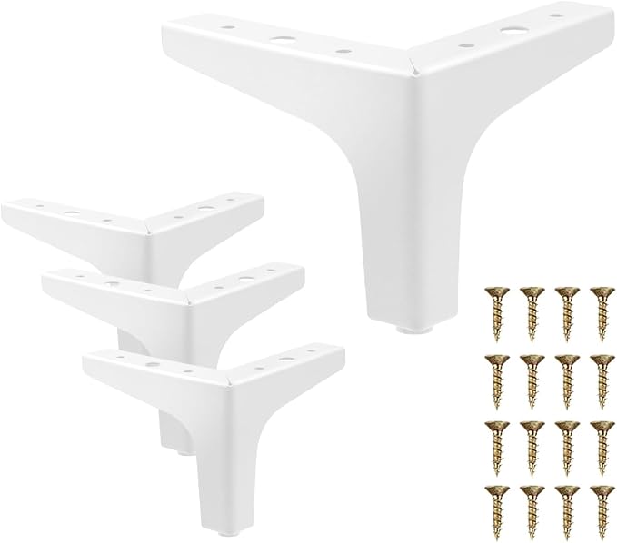 AODIOU Furniture Legs White Replacement Feet: Sofa Legs 4 Inch European Style by AODIOU