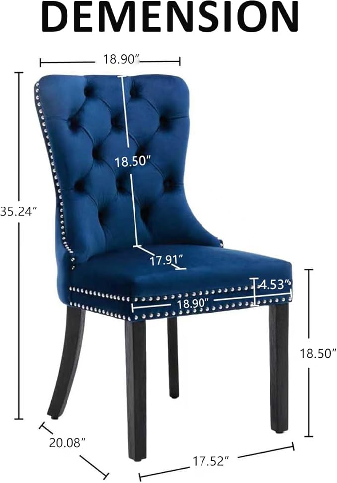 KCC Velvet Dining Chairs Set of 4, Upholstered High-end Tufted Dining Room Chair - Image 3
