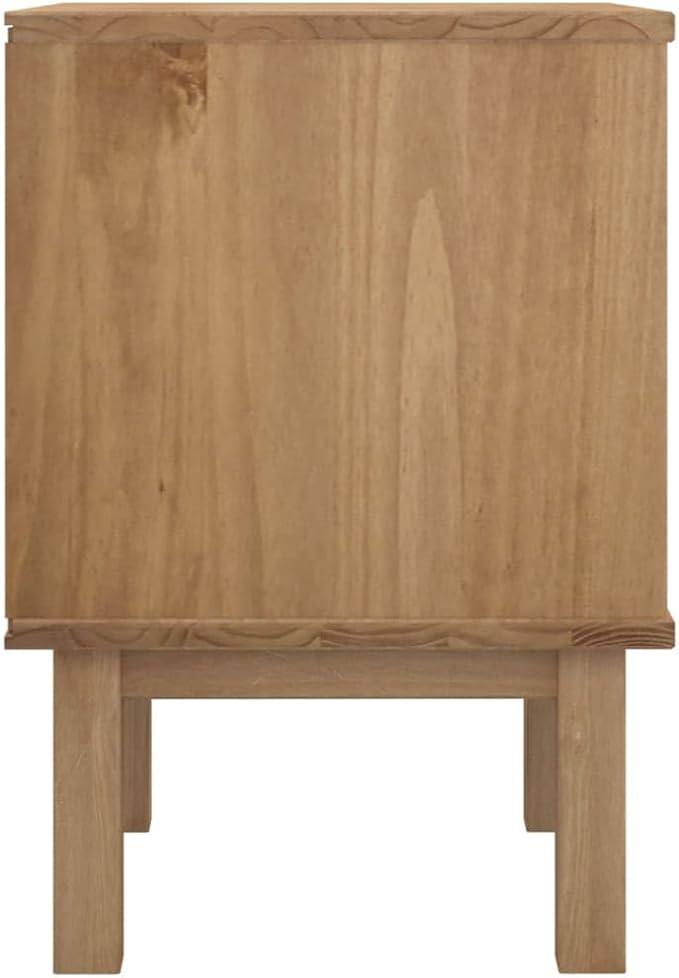 Scandinavian Style Bedside Cabinet Brown and White Solid Pine Wood, Engineered - Image 6