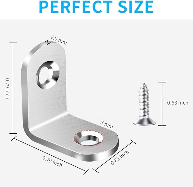 40PCS L Bracket Corner Brace, Stainless Steel L Brackets - Image 7
