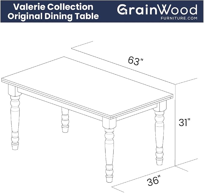 Grain Wood Furniture Valerie Original Solid Wood 63" Dining Table, Rustic Walnut - Image 8