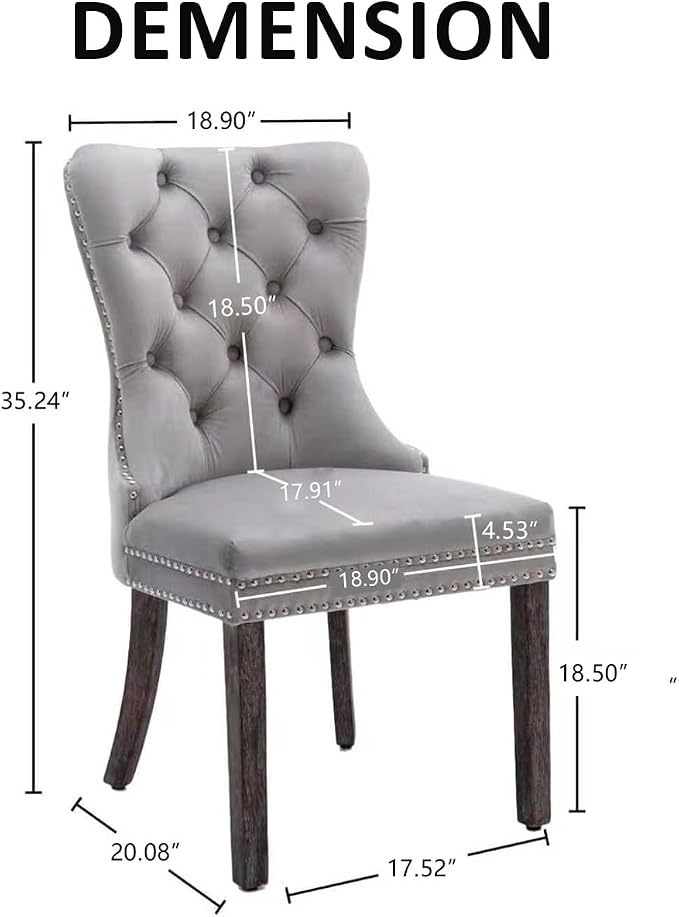KCC Velvet Dining Chairs Set of 4, Upholstered High-end Tufted Dining Room Chair - Image 3