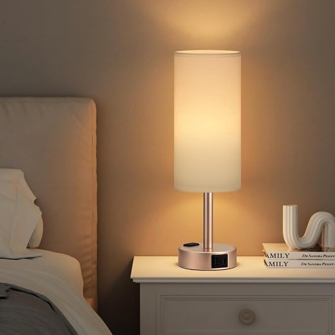 Antique White Bedside Table Lamp - Image 6