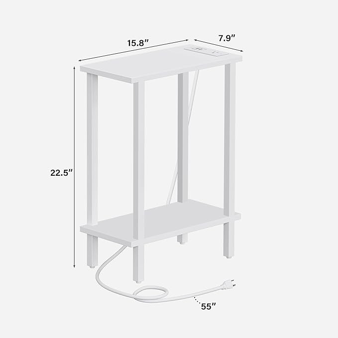 TUTOTAK Small End Table with Charging Station, Narrow Side Table with USB Ports - Image 3