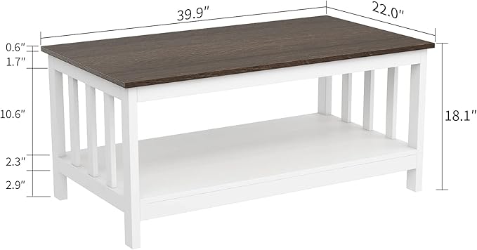 ChooChoo Farmhouse Coffee Table, 40 Inch - Image 2