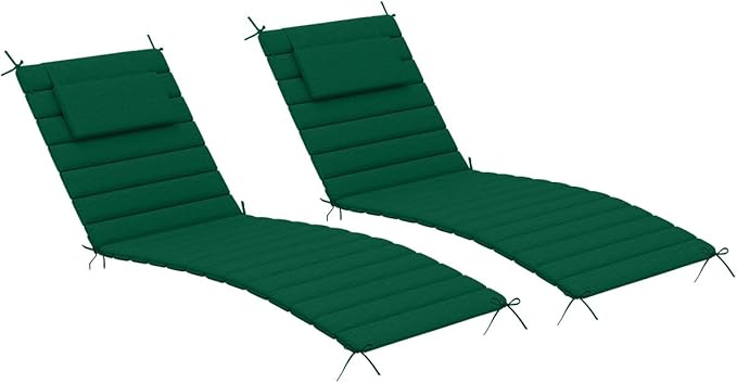 Sundale Outdoor Olefin Quilted Lounge Cushion Set of 2, Patio Foldable Chaise by SundaleOutdoor