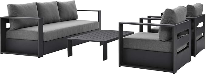 Modway Tahoe Aluminum 4-Piece Outdoor Patio Set in Gray Charcoal by Modway