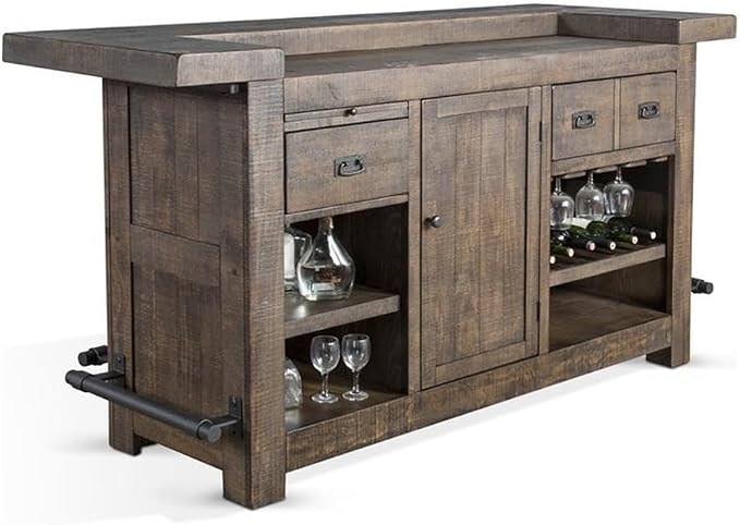 Pemberly Row 80" Transitional Wood Gorgeous Bar Unit - Image 6