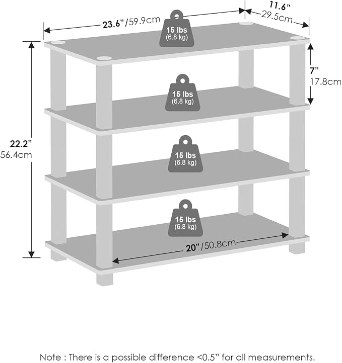 Furinno Turn-N-Tube Storage Shelves Set of 2, 4-Tier Stackable Standing Shelf - Image 3