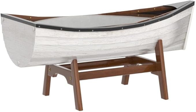 SAILINGSTORY Wooden Boat Coffee Table Boat Bookshelf Coastal Coffee Table - Image 5