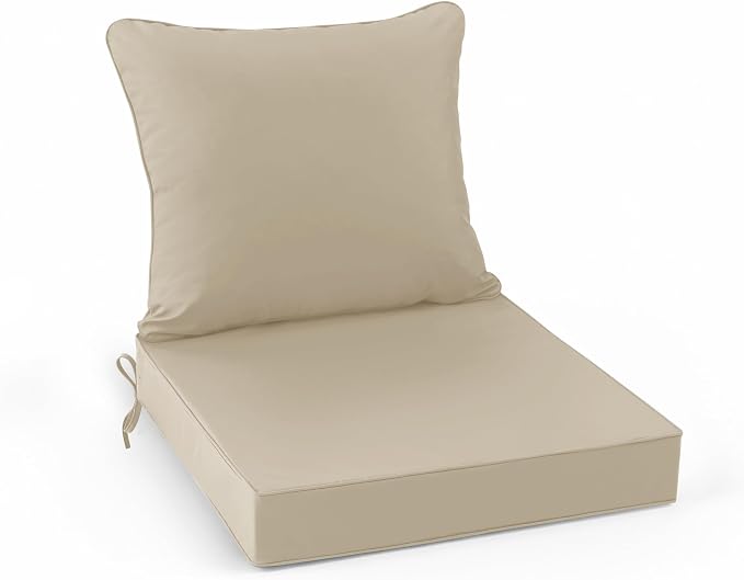 Summsun Outdoor Chair Cushions, Waterproof Backrest and Deep Seat Cushion Set by SUMMSUN