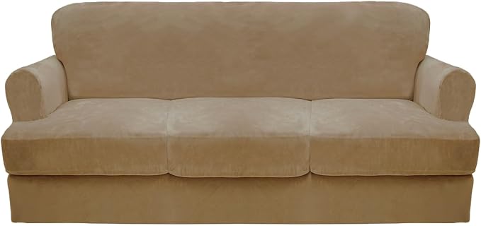 CUCRAF T Cushion Sofa Cover 4 Piece Slipcovers, Soft Thick Velvet Couch Cover by CUCRAF
