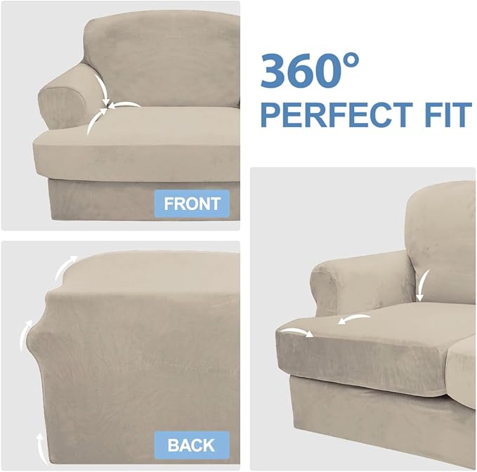 CUCRAF Cushion Sofa Cover 4 Piece Slipcovers, Soft Thick Velvet Couch Cover - Image 6