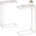 QEEIG Narrow C Shaped Side Table Set of 2 Living Room Sets Slim Couch Tray by QEEIG