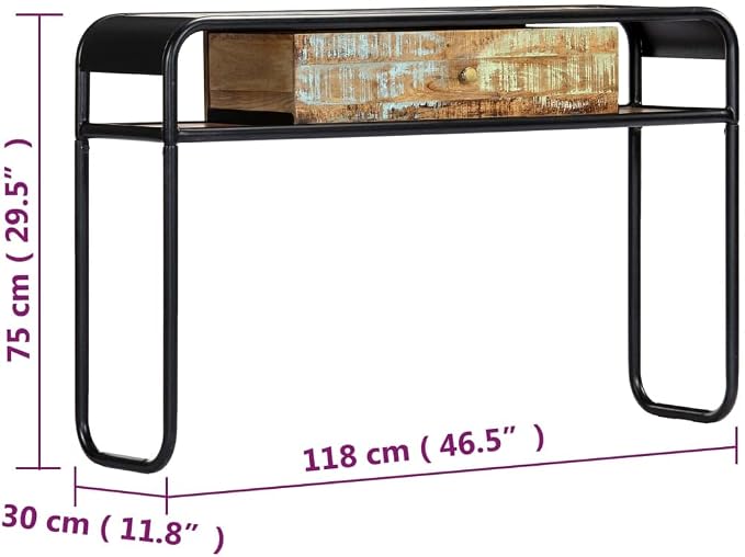 Console Table with 1 Drawer and 2 Compartments, 46.5"x11.8"x29.5" Solid - Image 8