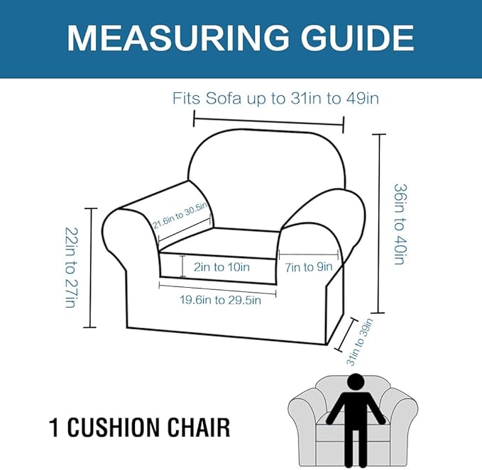 H.VERSAILTEX Rich Polyester Spandex Blend 2 Piece Cover Chair Slipcover Sofa - Image 2
