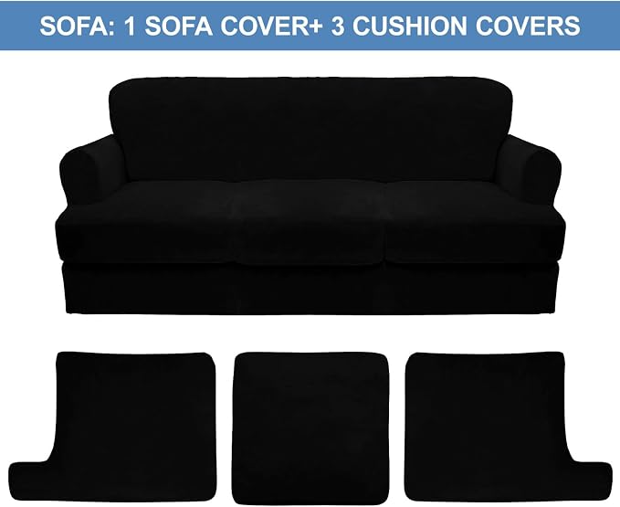 CUCRAF T Cushion Sofa Cover 4 Piece Slipcovers, Soft Thick Velvet Couch Cover - Image 5