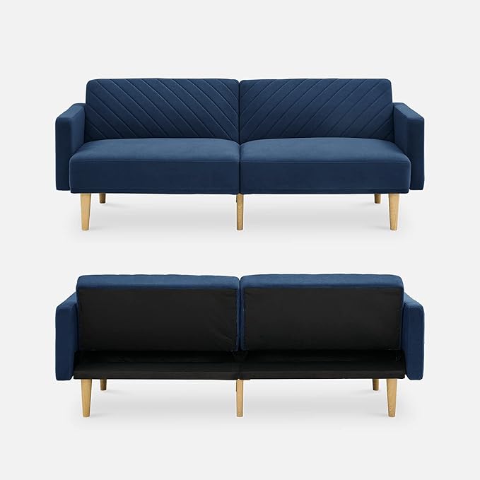 mopio 76.4" Futon Sofa Bed, Sleeper Sofa, Mid Century Modern Futon Couch - Image 3