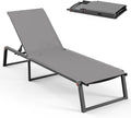 Aluminum Chaise Lounge Chair Outdoor, Foldable& No Assembly Patio Pool Lounge by Oasbira