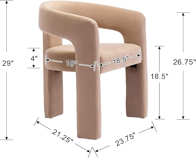BESTANO Set of 4 Modern Velvet Fabric Upholstered Dining Chairs - Image 3