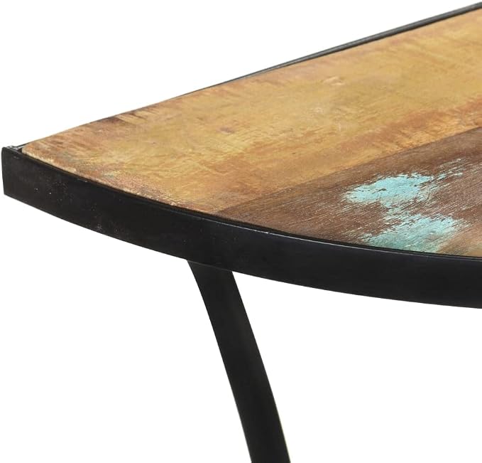 Reclaimed Wood Half-Circle Side Table 43.3"x15.7"x30.3" Narrow Space-Saving - Image 7