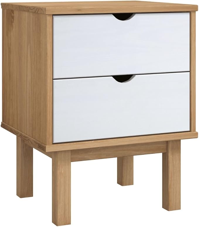 Scandinavian Nightstand 15.4x17.7x22.4 in Solid Pine Wood Bedside Table - Image 3