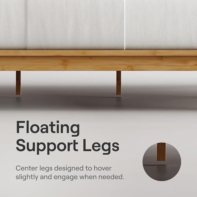 Nectar Bamboo Platform Bed Frame & Upholstered Headboard - Image 3