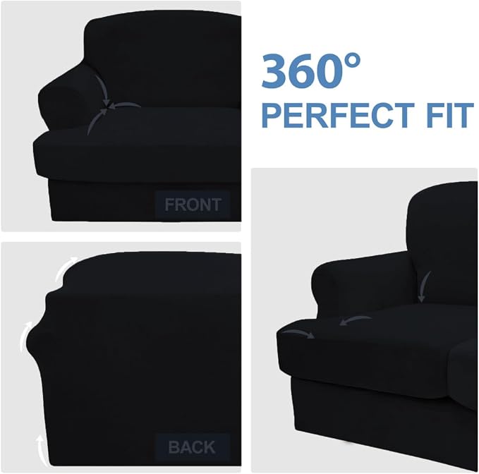 CUCRAF T Cushion Sofa Cover 3 Piece Loveseat Slipcovers, Soft Thick Velvet - Image 6