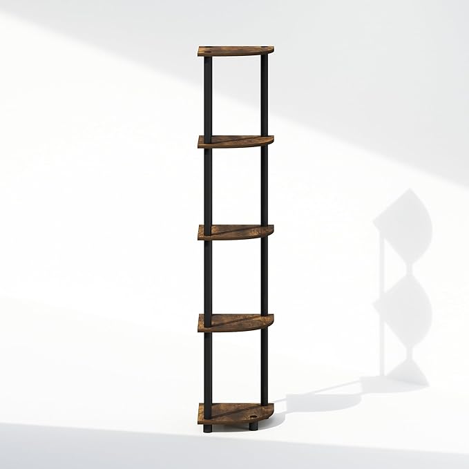 Furinno Turn-N-Tube Storage Shelves, 5-Tier Book Shelf, Corner Shelf, Toolless - Image 5