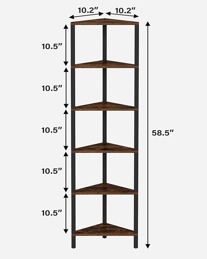 TUTOTAK Corner Shelf, 6-Tier Corner Bookshelf - Image 2