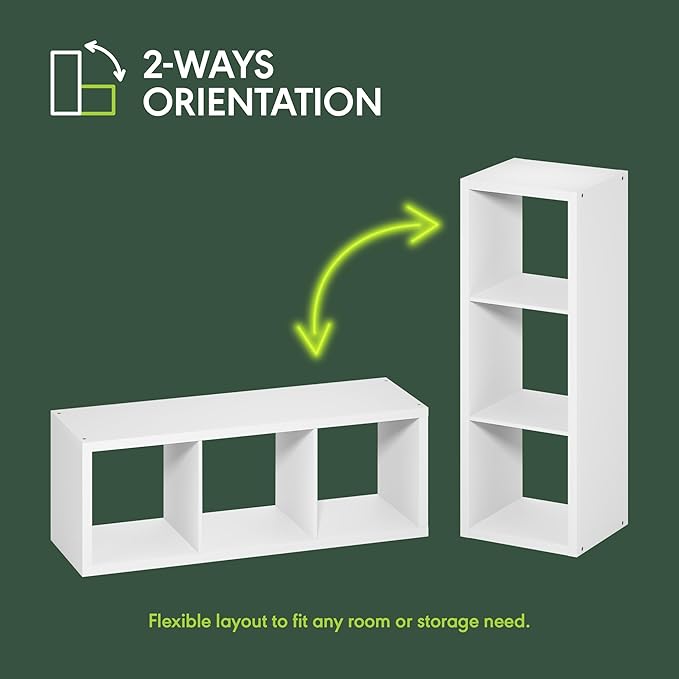 Furinno Cubicle Book Shelf, 3-Cube Bookshelf, Extra Thick Frame Horizontally & - Image 4
