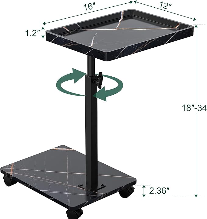 C Table End Table Adjustable Height, 360°Swivel TV Tray Table - Image 3