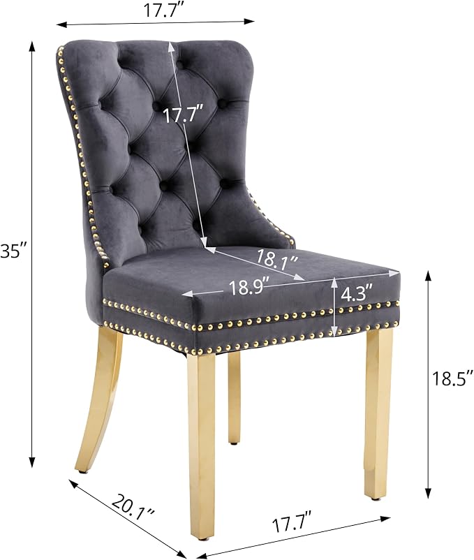 KCC Velvet Dining Chairs Set of 6, Upholstered High-end Tufted Dining Chair - Image 3