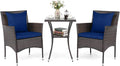 Tangkula 3 Pieces Patio Wicker Bistro Set, 2 Rattan Chairs w/ 2-Tier Tempered by TANGKULA