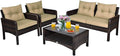 Tangkula 4 Piece Patio Furniture Set, Outdoor Wicker Conversation Set by TANGKULA
