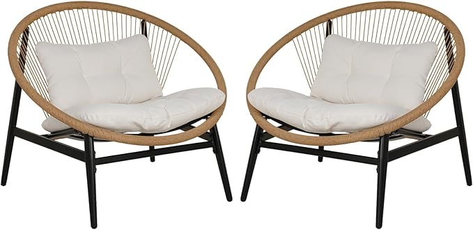 Grand patio Oversized Outdoor Chairs Set of 2, Wicker Patio Chairs - Image 5