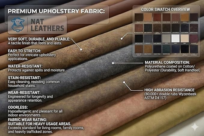 NAT Leathers | Navy Soft Faux Vegan Leather PU | 5 Yard Cut by the Yard | - Image 3