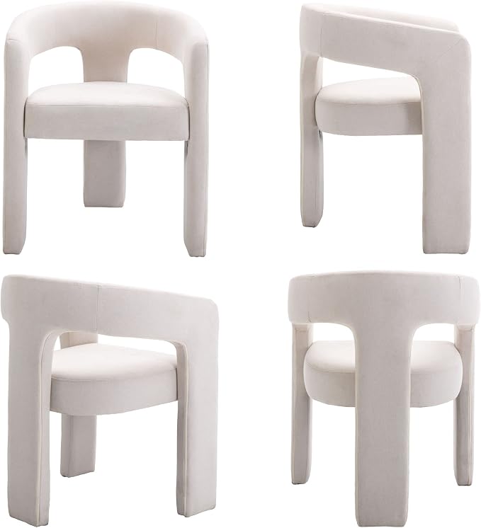 BESTANO Set of 4 Modern Linen Fabric Upholstered Dining Chairs - Image 7