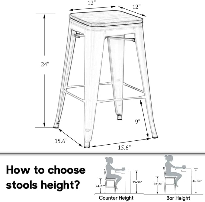 HAOBO Home Modern Industrial Metal Barstool Counter Height Stools Dining Chair - Image 2