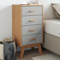 Scandinavian Style Grey and Brown Solid Pine Wood Bedside Cabinet by Unknown